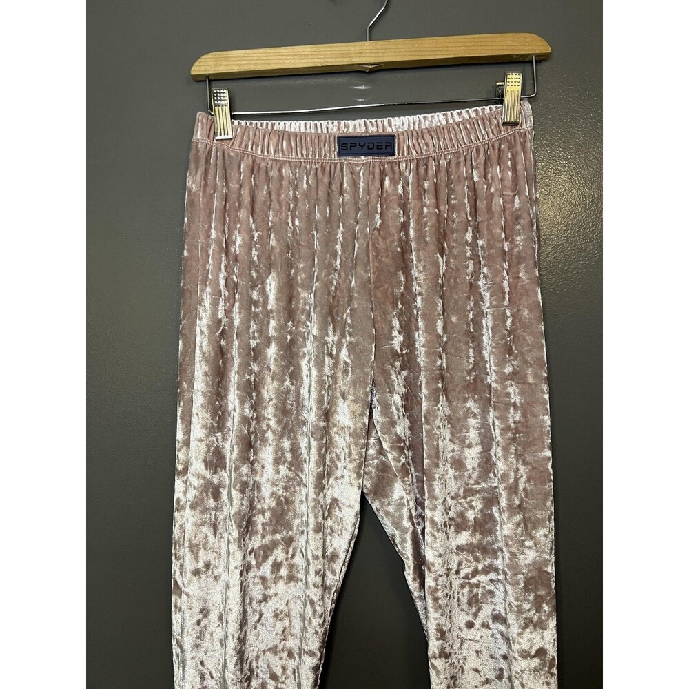 Spyder Leggings Womens Medium Pink Crushed Velvet Lounge Pants Soft Stretch